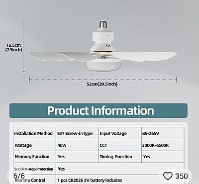 Socket Light Weight Ac Fans
