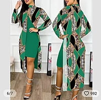 Two set Ladies Print Cardigan Dress