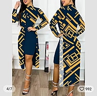 Two set Ladies Print Cardigan Dress