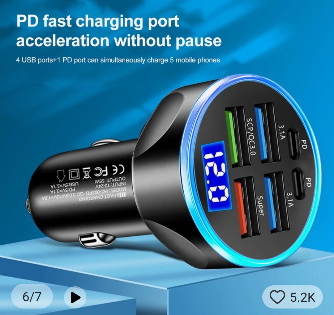 250W Car Fast Charger with 6 USB Charging Ports 250W Car Fast Charger with 6 USB Charging Ports