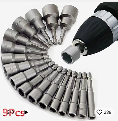 9 PCS SPINNER HEAD HEX SOCKET BOLTS DRIVERS