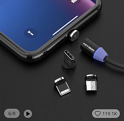 2 METERS LONG TYPE C MAGNETIC CHARGER CORDS