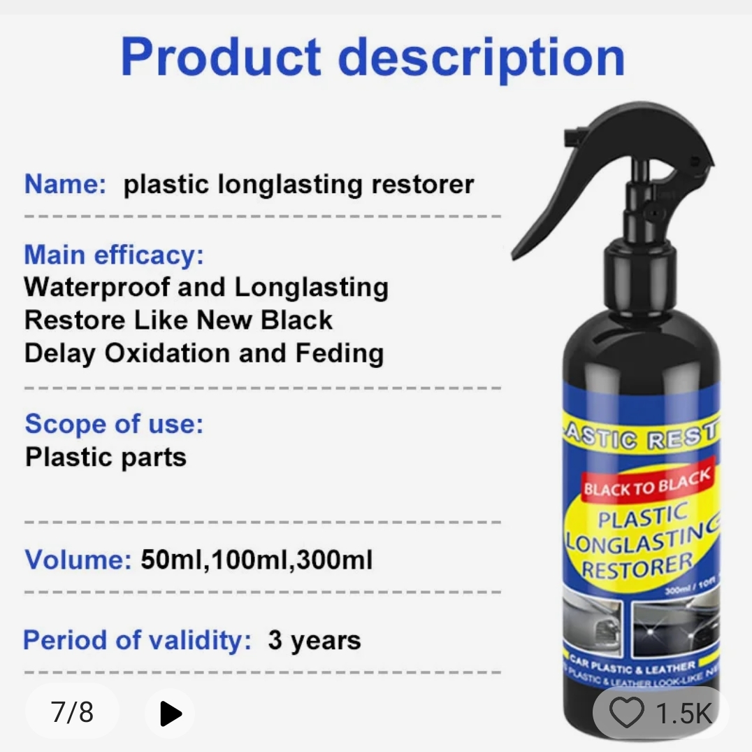 100ml Car Plastic Restoring Cleaning Agent 100ml Car Plastic Restoring Cleaning Agent