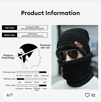 Winter Worm Knit Hat with Neck Protect